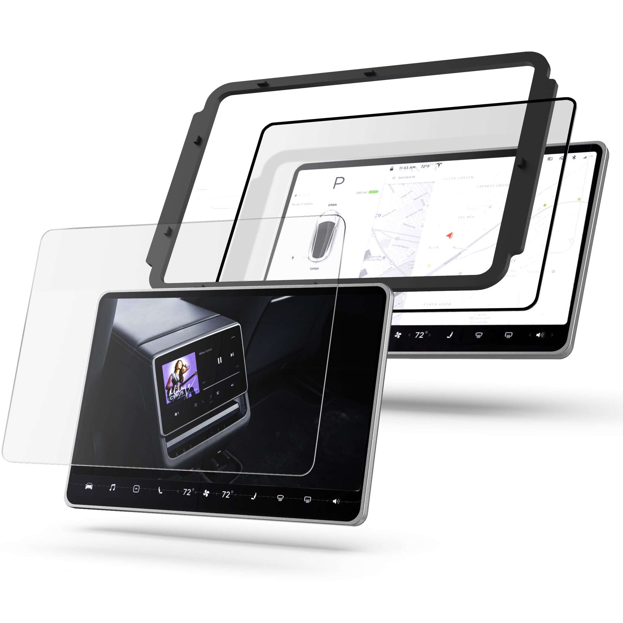 magglass Designed for Tesla Model 3 Highland 2024 - Set of 2 Matte Screen Protectors Anti Glare/Fingerprint Tempered Glass for Front Seat and Back Screens