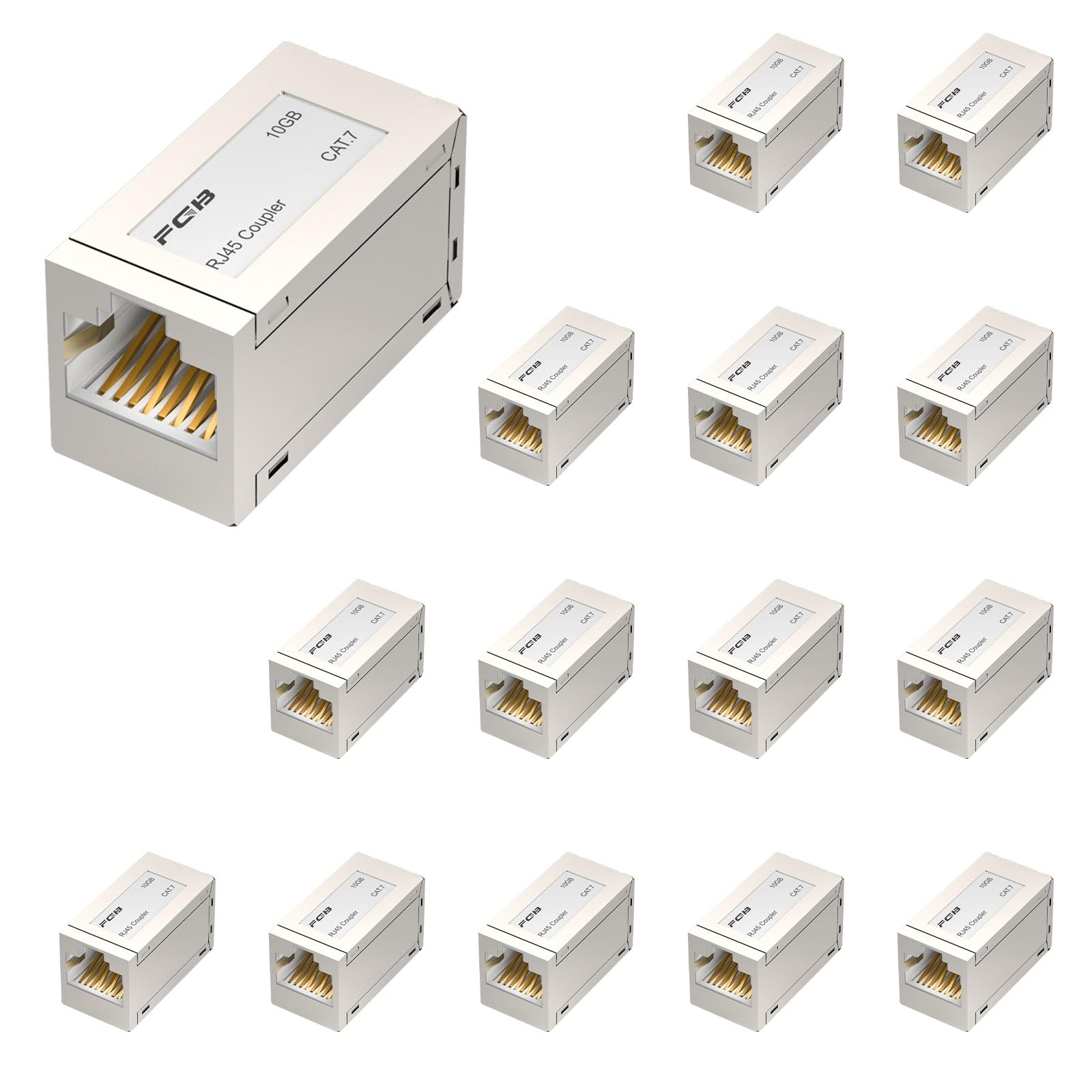 FGB 10Gbps 15-Pack Cat7 RJ45 Shielded Ethernet coupler, Lan coupler, Lan cable extension, Lan adapter, Extender Adapter Female to Female RJ45 Connector
