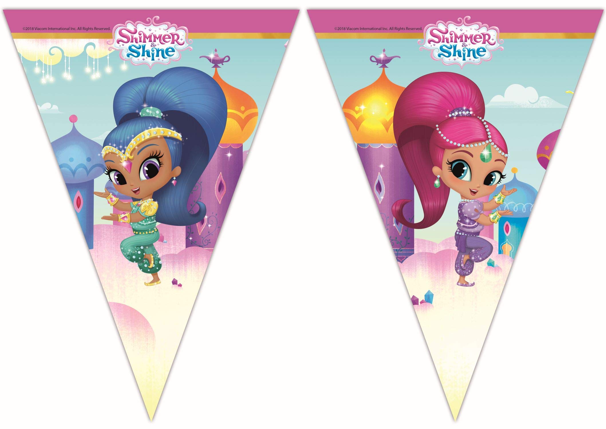 Generic PR88638 Garland with 9 Shimmer and Shine Bunting, Multicoloured