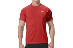 Pausel Men's Rash Guard Swim Shirts Short Sleeve UV Sun Protection Quick Dry UPF 50+ SPF Fishing Beach Water Shirt