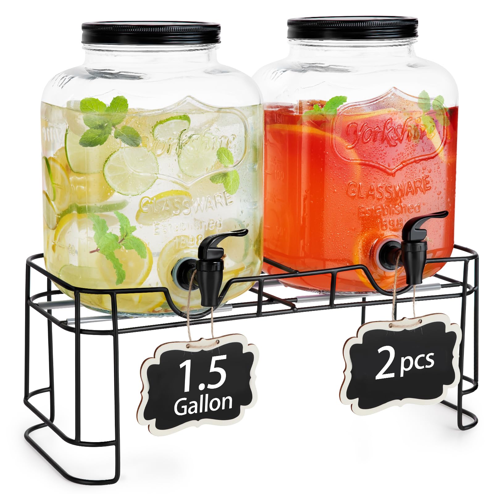 Photo 1 of 2 PCS 1.5 Gallon Drink dispenser For Parties, Beverage Dispenser With Stand, Large Water Drink Dispensers With Spigot for BBQ, Picnic, Party, Ideal for Lemonade,Juice, Tea, and Party Drinks