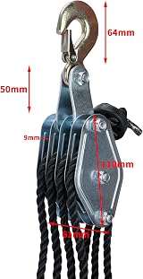 Nisorpa 1.8 Ton Rope Hoist Pulley Block 4000 lbs w/ 2 Webbing Slings 20m Rope view 5