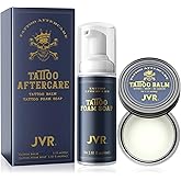 Tattoo Aftercare, JVR Tattoo Soap &Tattoo Balm, Tattoo Foam Soap Cleanser To Heal, Clean Tattoos, Tattoo Balm for Tattoo Moisturizer, Color Enhancement, Tattoo Brightener Gentle Ingredients - Organic