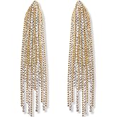 Simulated Diamond Long Earrings for Women - Cubic Zirconia Crystal Statement Dangle Earrings - Hypoallergenic and Safe for Sensitive Ears