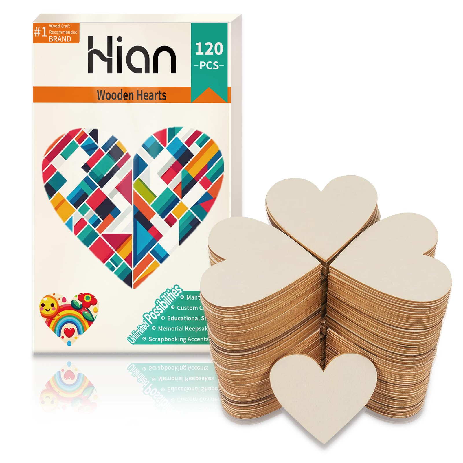 Wooden Hearts 100 Pcs 4cm/1.57inch Unfinished Wood kit - Ideal Wedding Table Scatter Rustic Decorations - Perfect for DIY Crafts, Reception Decor, Home Decor