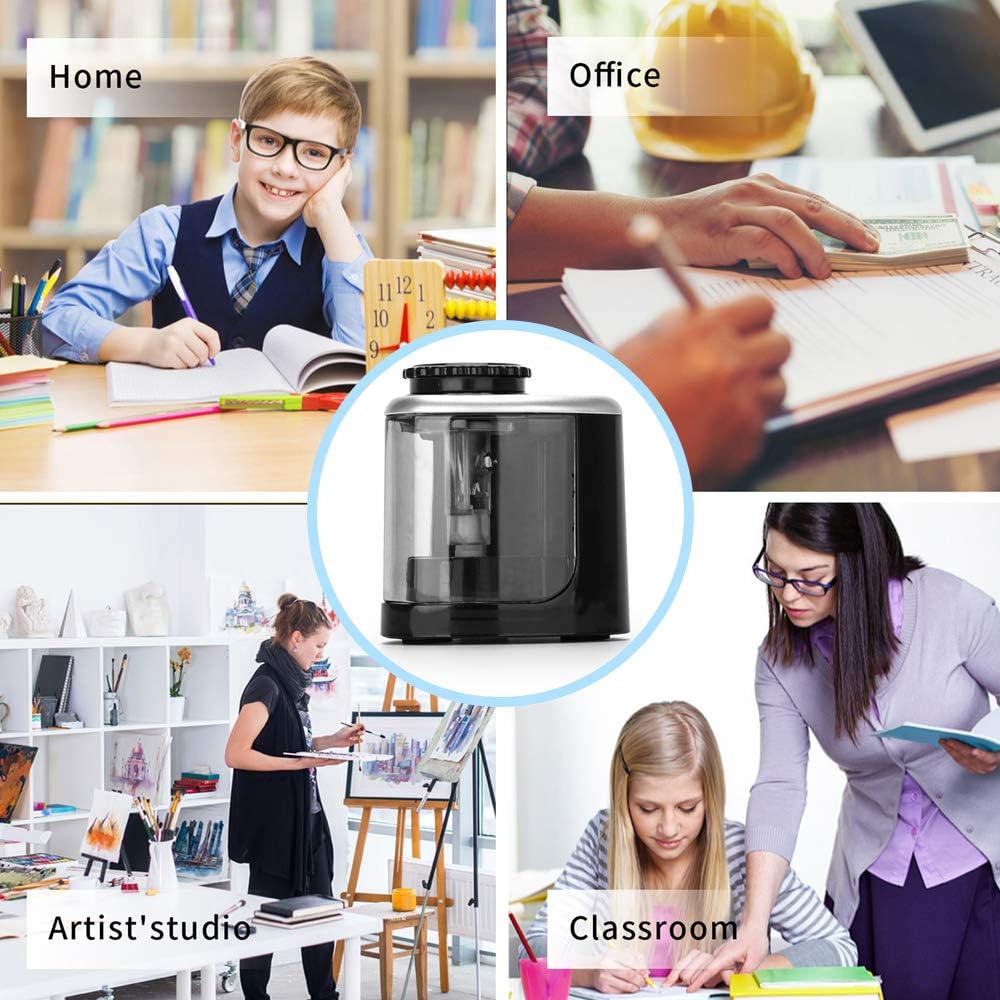 Pencil Sharpener Electric Pencil Sharpeners, Portable Pencil Sharpener Kids, Blade to Fast Sharpen, Suitable for No.2/Colored Pencils(6-8mm)/School Pencil Sharpener/Classroom/Office/Home (Black) : Office Products