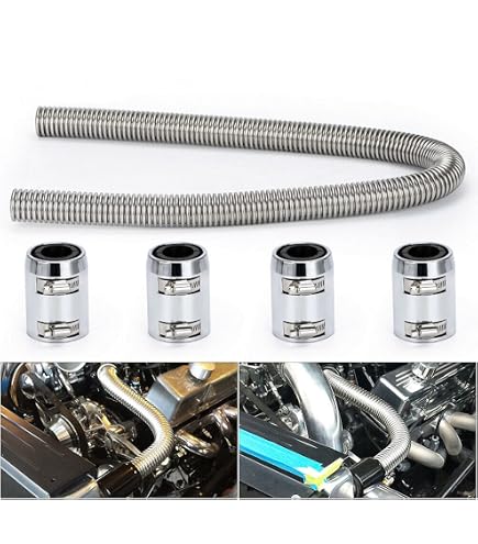 Kit De Mangueras De Refrigerante De Acero Inoxidable - 48 Pulgadas + 4 Tapas Universales, Para Radiador