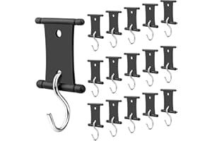 Homgaty 16 PCS RV Awning Light Clips Awning Hooks, Double Sided Camper Light Holders Awning Hooks Light Support Hanger for Lights Clothes, RV Awning Hooks Easily Slides Into Awning Roller Slot (Black)