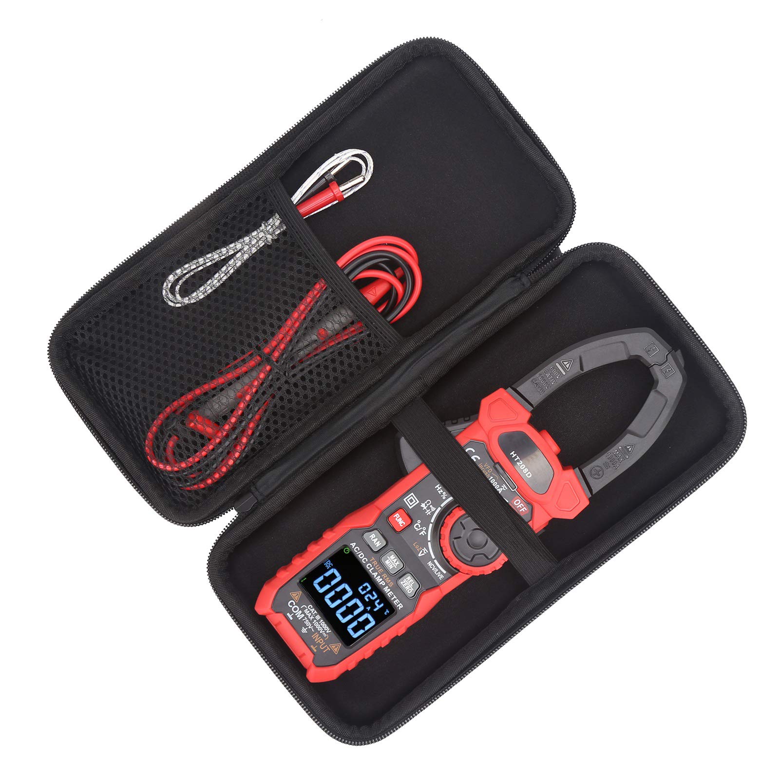 HT208D Digital Clamp Meter Handheld Clampmeter NCV Tester AC/DC Voltage Current Resistance Temperature Capacitance Frequency Multimeter 6000 Counts