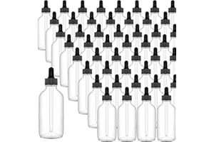 Easeen 48 Pack 4oz Clear Glass Dropper Bottles, Eye Dropper Bottles with Glass Droppers for Essential Oils, Perfumes(120ml, Clear)