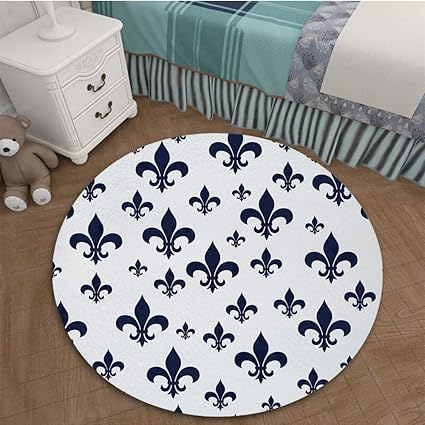 Amazon Com Round Rug Blue Grey Play Mat For Living Room