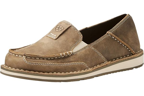 ARIAT Womens WMS Cruiser BRN SDE/BRN Floral Emboss Boat Shoe