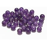 AD Beads Natural Gemstone 8mm Round Loose Beads Big Hole 2.5mm Sized 40pcs (Amethyst)