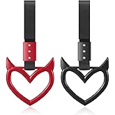 Fabbay 2 Pieces Heart Handle Keychains Car Accessory Heart Hand Strap Drift Charm for Car Interior Exterior Decoration(Red and Black,Devil Style)