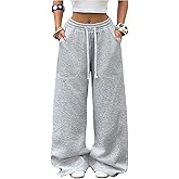 RoseSeek Women's Casual Sweatpants Drawstring Waisted Wide Leg Pants Athletic Pants