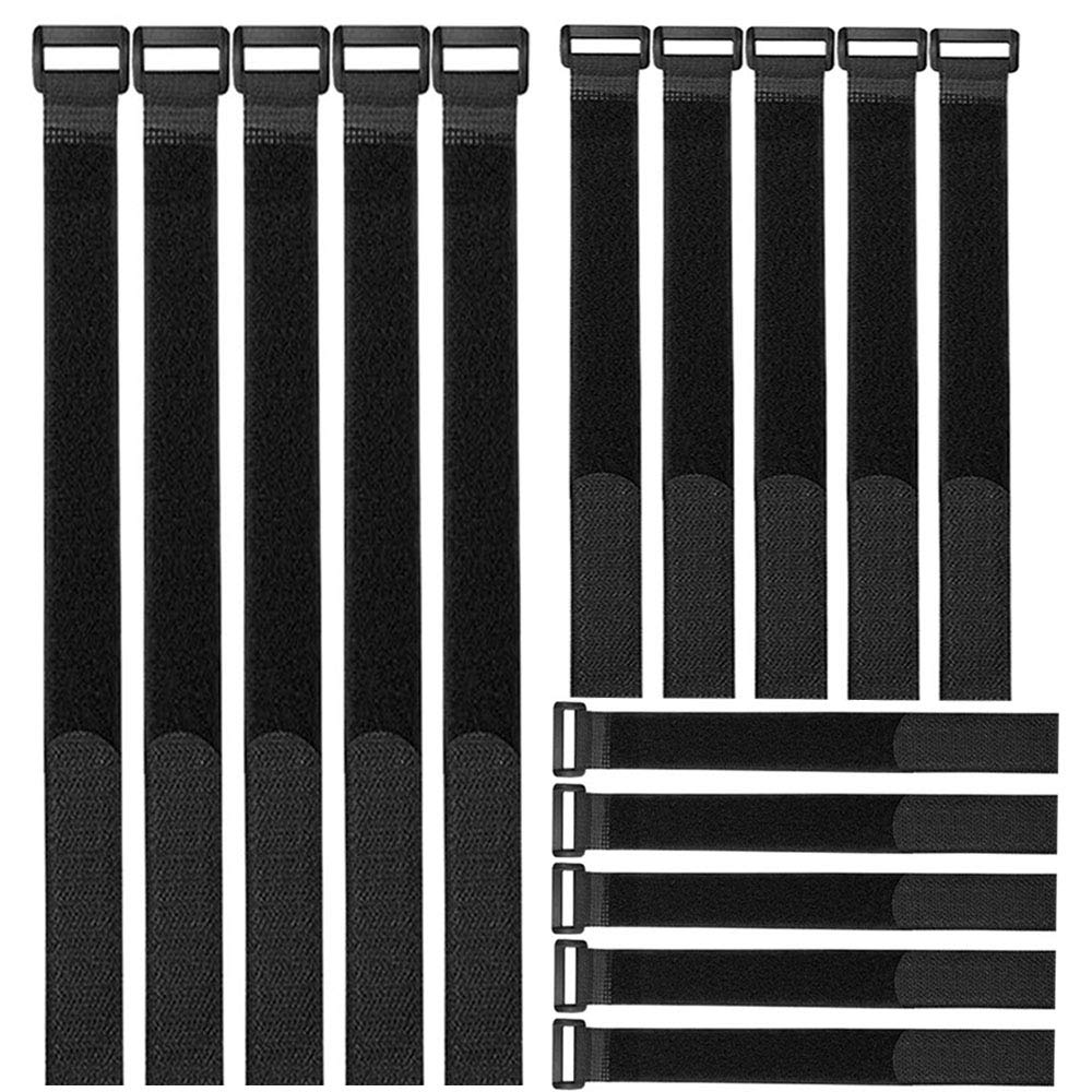 QitinDasen 30 Pieces Black Nylon Cable Ties Set, Reusable Cable Straps, Adjustable Hook and Loop Cinch Straps, Multipurpose Wire Organizer (20 cm/30 cm/40 cm)