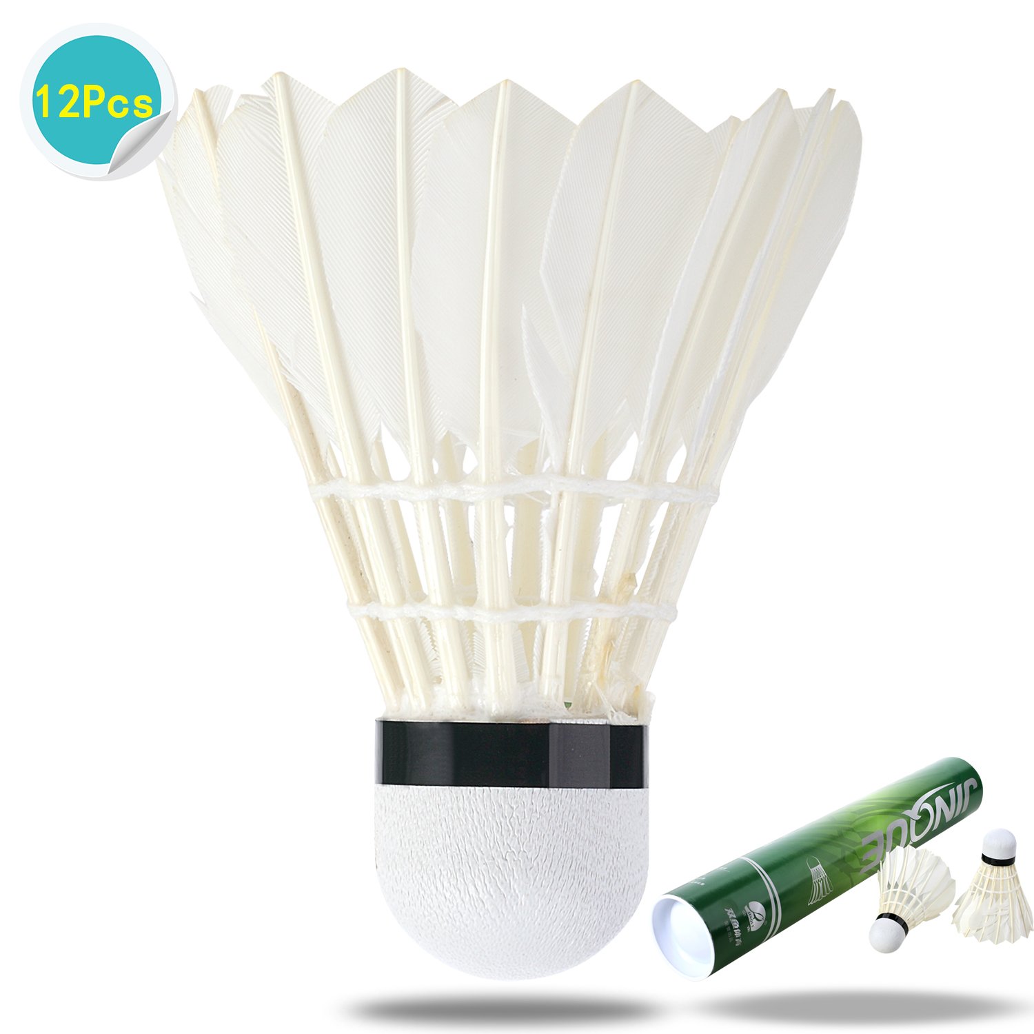 激安の Jinque バドミントンシャトルコック 12個パック グースフェザーシャトルコック ナイロンシャトルコック 高速バドミントンバーディーボール 安定性と耐久性に優れ 屋内外スポーツトレーニング用 B07g5brrj8 珍しい Wp Dinere Mx