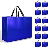 【12-Pack Blue】 Reusable Gift Bags with Handles, Bulk Goodie Bags for Valentines Day, Baby Shower, Birthday, Party Favors, Wedding, Holiday Goodie | 16x6x12 Inches | 12 Premium Blue Bag | Eco-Friendly
