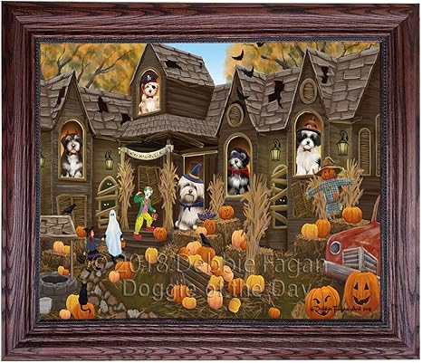 Amazon Haunted House ハロウィントリックオアトリート ハバネス 犬 フレーム付き キャンバスプリント ウォールアート Fcvs 24x36 ベージュ Dotd Fcvs A アートフレーム ポスター オンライン通販