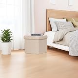 Bonlife Small Folding Storage Ottoman Beige 32x32x32cm Foot Stool view 7