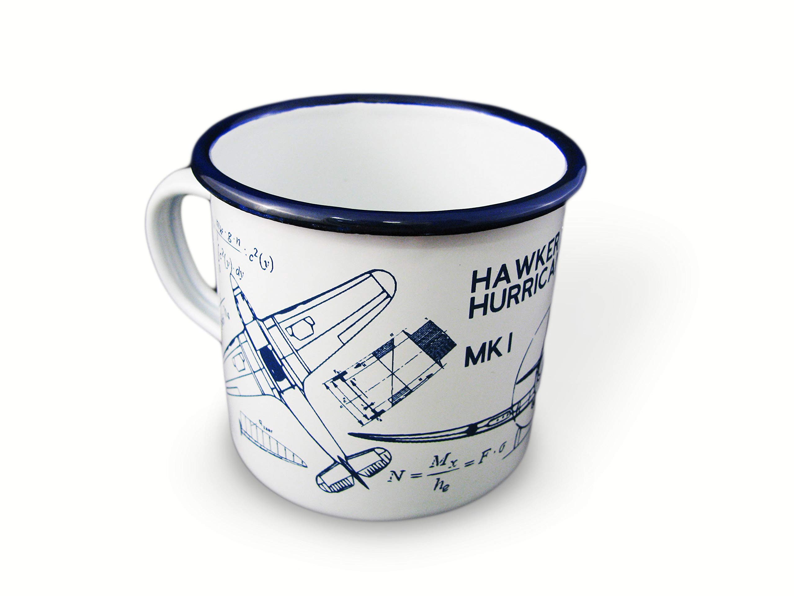 Plane Pilot Aircraft Hawker Hurricane Military White Blue Enamel Mug OK Goods (1)