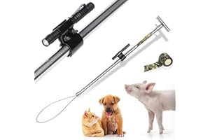 PAULOZYN Dog Catcher Pole with Flashlight, Animal Catcher Pole Control Tool Kit with Locking Adjustment, Heavy Duty Hog Holder Catcher with Non-Slip Tape, for Dogs, Pig, Fox, Hog