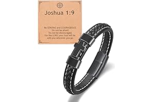 UNGENT THEM Mens Cross Leather Bracelet Romantic Birthday Valentines Day Christmas Christian Graduation Easter Gifts for Men Boys