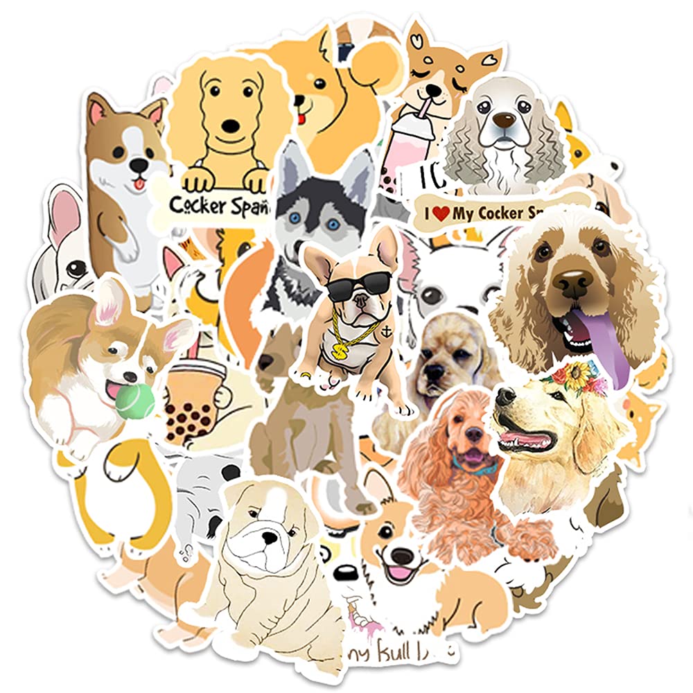 Cartoon Dog Vinyl Stickers, 50 PCS Waterproof Illustrated Animal Decals for Laptops, Scrapbooking, Journals, Notebooks, Water Bottles, Suitcases, Phones & DIY Decor — image 1