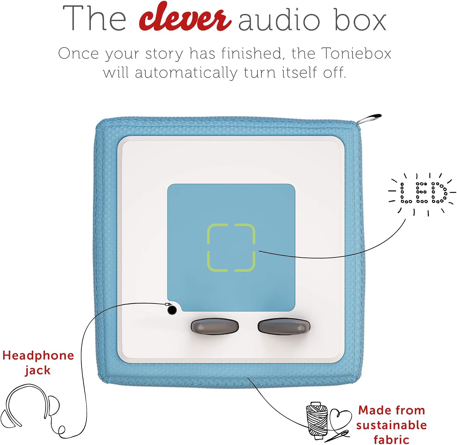 tonies Toniebox Wireless 1 Musical Storybox Starter Set, including 1 Creative, Light Blue, 120mm x 120mm x 120mm - Image 4