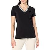 Nautica Women's Solid V-Neck Short Sleeve T-Shirt