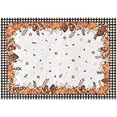 Artoid Mode Buffalo Plaid Pumpkins Mushrooms Birdhouse Leaves Fall Area Rug, Autumn Thanksgiving Home Decor Low-Profile Washable Area Rugs for Entryway Bedroom Living Room Laundry Room Indoor 5x7 Feet