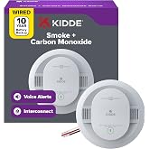 Kidde Smoke and Carbon Monoxide Detector, Hardwired with 10-Year Battery Backup, Voice Alerts, LED, 85 dB, 30CUA10-V, 1 Pack