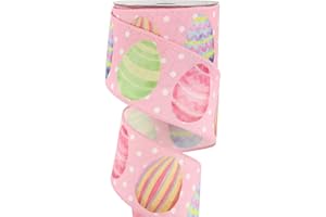 MIDI RIBBON MEEDEE Easter Ribbon Easter Egg Wired Ribbon 2.5 Inch Easter Ribbon for Baskets 10 Yards Pink Canvas Burlap Ribbon for Wreaths, Easter Bonnets, Card, Bow Making, Floral Arrangements, Gift Wrapping