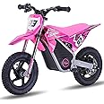OLALA Electric Dirt Bike for Kids Aged 3-7, 200W Racing Grade Electric Motorcycle, Up to 8MPH & 2 Speed Settings, Safe Disc Brakes, 12'' Off-Road Knobby Tires, Pink