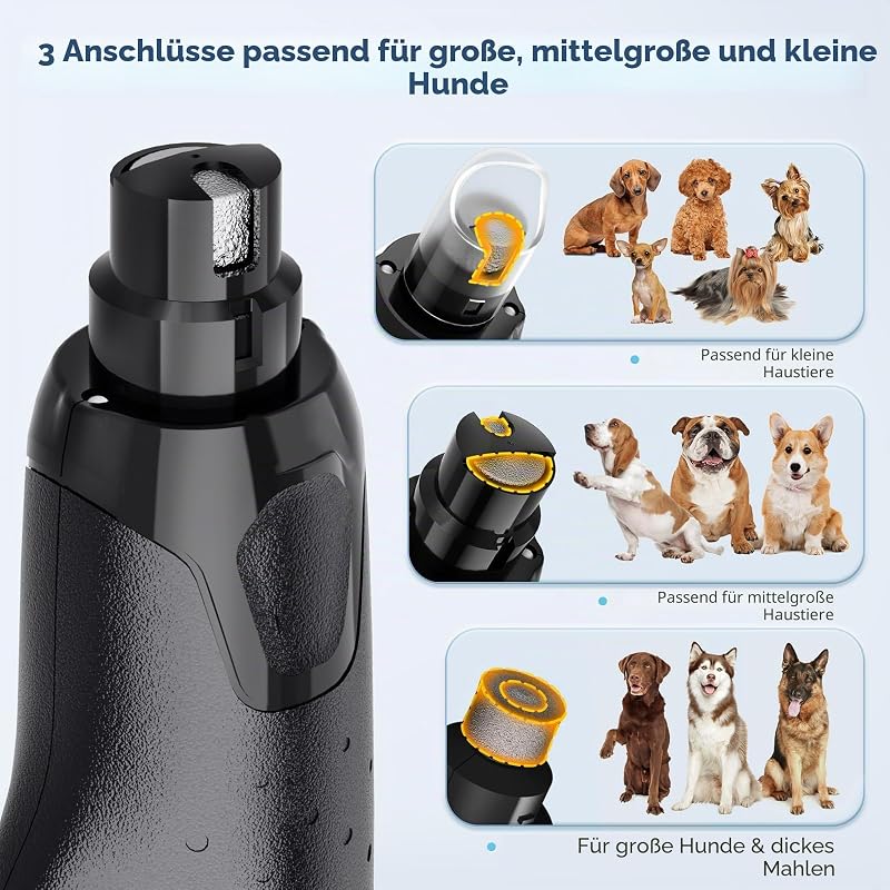 Nagelfeile für Hunde, verstellbar, 6 Geschwindigkeitsstufen, Nagelfräser für Hunde, mit doppeltem LED-Licht, Nagelfräser für Haustiere, wiederaufladbar, Nagelfeile für Hunde über USB