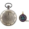 BOSHIYA Vintage Quartz Pocket Classic Watch Arabic Numerals Scale Watch with Chain for Xmas Fathers Birthday Anniversary Day Gift