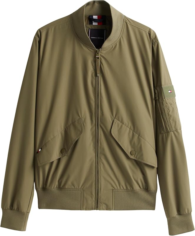 Herren Bomberjacke Packable mit Baseballkragen, Grün (Battle Green), L