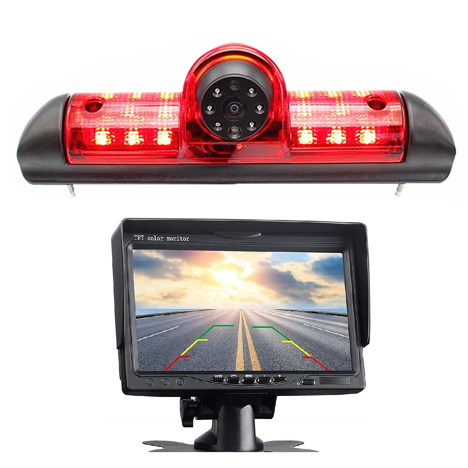 Third Roof Top Mount Brake Light Brake Light Rear Backup Reversing Camera With 7 inch Dash Mounted Monitor for Fiat Ducato/Citroen Jumper/Relay/Peugeot Boxer 2006-2017