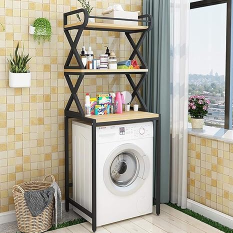 Estante de lavadora de suelo con 3 estantes para ahorro de espacio, con