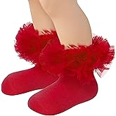 Zando Toddler Ruffle Socks for Girls 1-10 Years - Cotton Tutu Socks with Puffly Lace Frilly Edge Cute for Photos