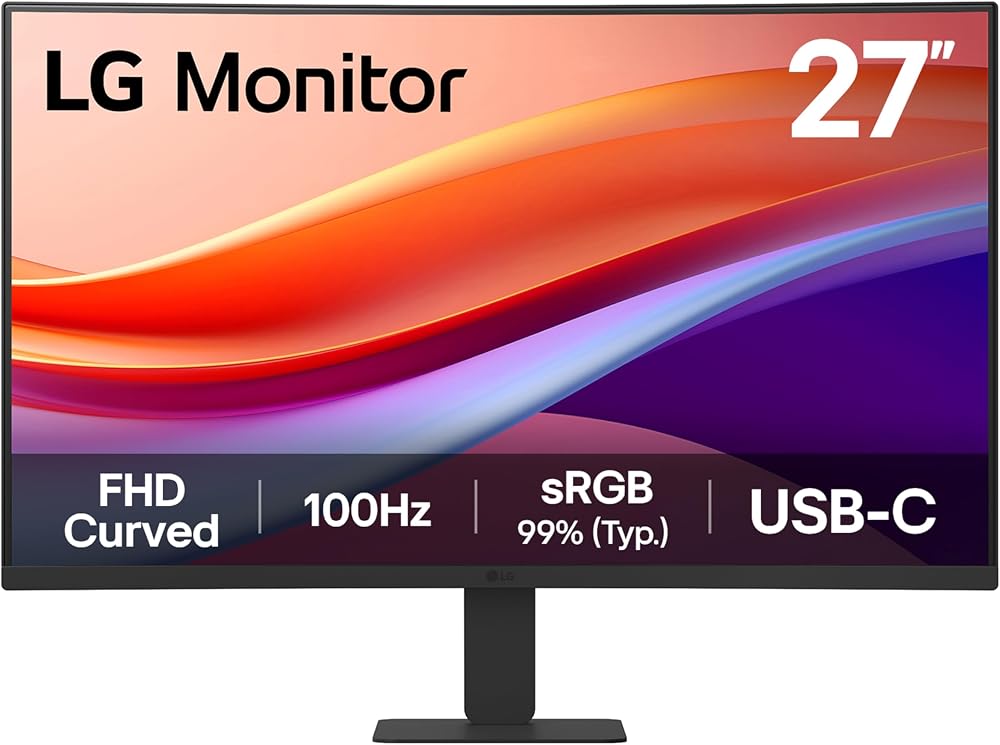 LG 27U421A 27 inch Curved FHD Monitor USB-C HDMI 100Hz 5ms Matte Black