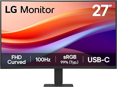 LG 27U421A 27 inch Curved FHD Monitor USB-C HDMI 100Hz 5ms Matte Black