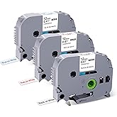 TITBIT 3 Pack P Touch Label Tape 12mm 0.47 Black/Red/Blue Font on White Compatible for Brother TZe Tz Tape Laminated TZe-231 TZe-232 TZe-233 for P Touch Label Maker PTD210 PTH110 PTD600 PTP300BT
