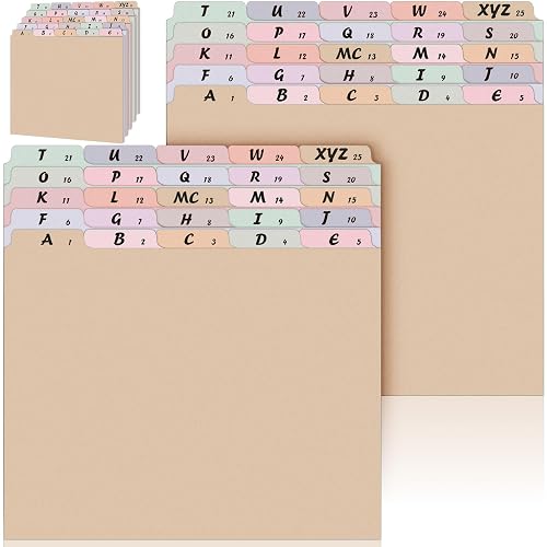 Noveread 75 Pcs A-Z Alphabet Top Tab File Guides Set, Heavyweight ...