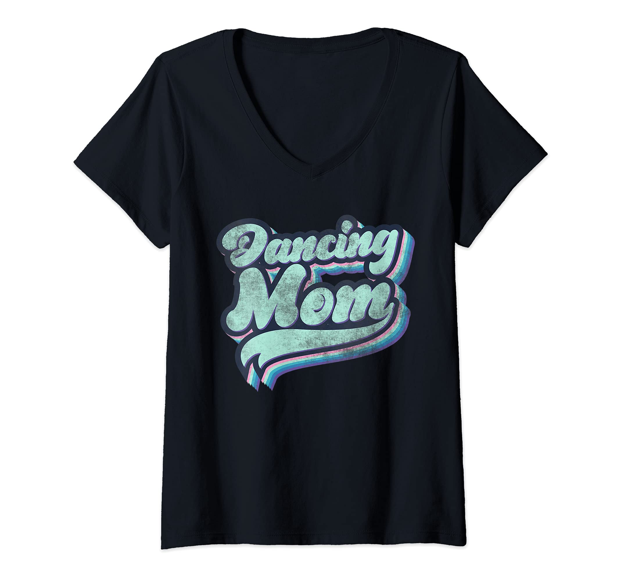 Womens Disco Dancing Mom V-Neck T-Shirt
