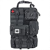 Tactical Car Seat Back Organizer with 5 Detachable Molle Pouches, Auto Molle Panel Tactical Car Seat Organiser Vehicle Backse