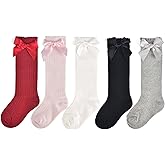 EPEIUS Baby Girls Knee High Socks Cotton Uniform Socks Tube Ruffled Stockings Newborn Infant Toddler (Pack of 3/5)