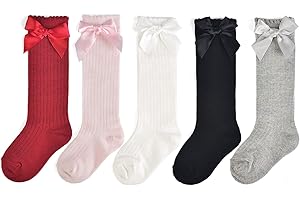 Epeius Baby Girls Boys Cotton Uniform Knee High Socks Tube Ruffled Stockings (Pack of 3/5)