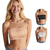 ZYQEXA 3 Pieces Lace Bandeau Bralette Strapless Bras for Women Wireless Seamless Floral Lace Tube Top Bra Full Coverage
