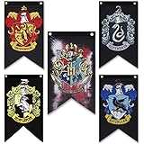 Harry Potter Hogwarts House Banner - 20" x 12" Birthday Party Supplies College HP Flag Banners Boys Girls Kids Halloween Deco